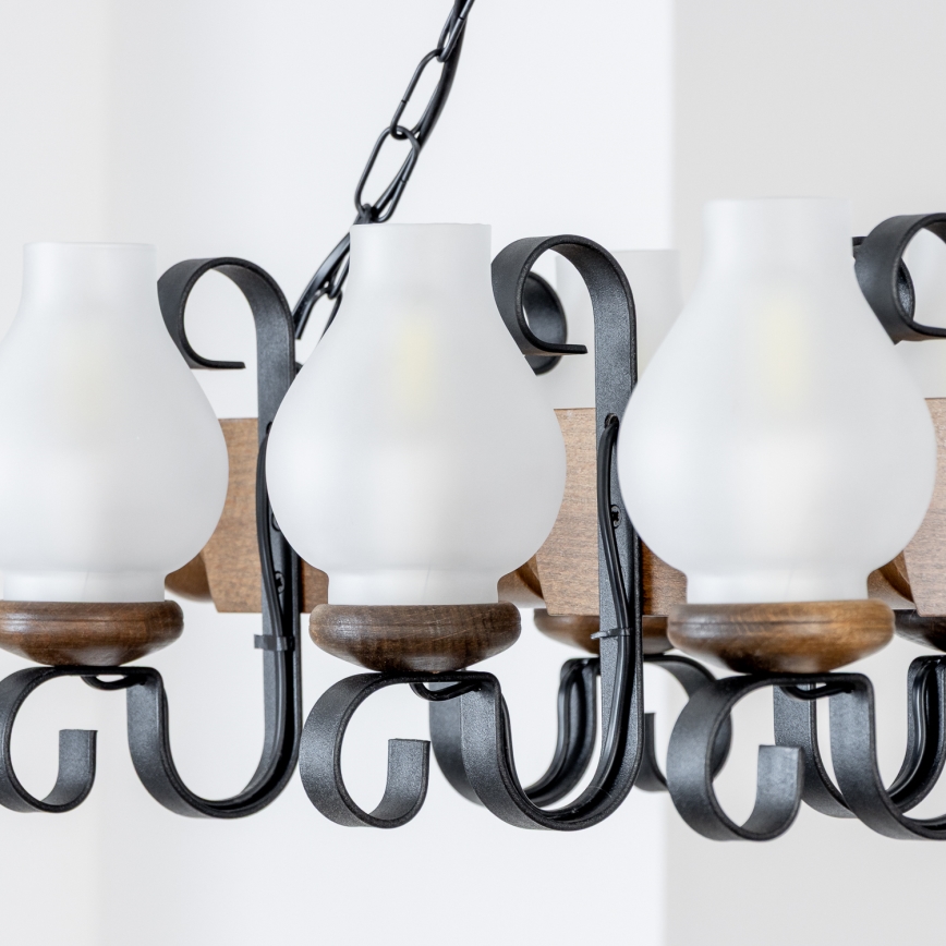 Brilagi - Hanglamp aan een ketting RUSTIC 6xE14/40W/230V beuken/walnoot