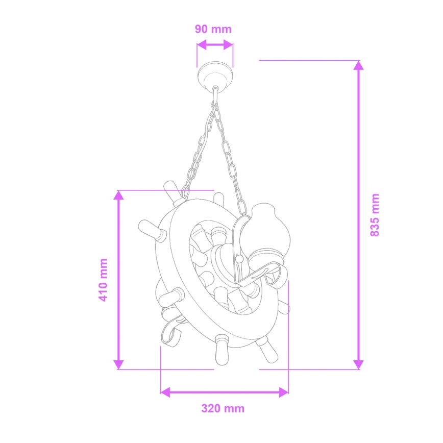 Brilagi - Hanglamp aan een ketting TIMONA 2xE14/40W/230V beuken