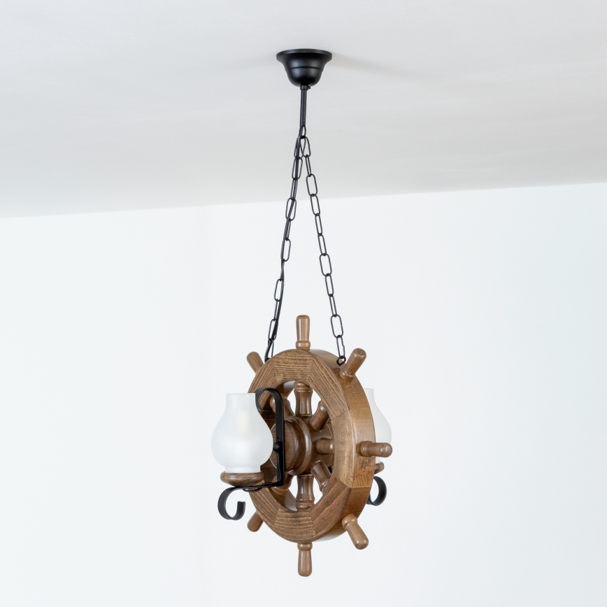 Brilagi - Hanglamp aan een ketting TIMONA 2xE14/40W/230V beuken/walnoot
