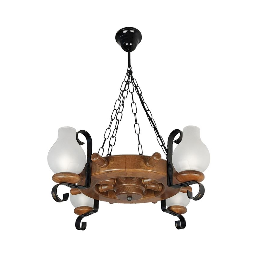 Brilagi - Hanglamp aan een ketting TIMONA 4xE14/40W/230V beuken/walnoot