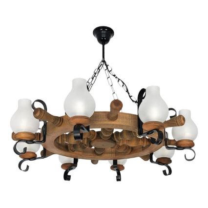 Brilagi - Hanglamp aan een ketting TIMONA 8xE14/40W/230V beuken