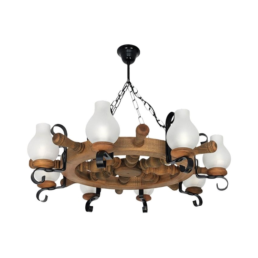 Brilagi - Hanglamp aan een ketting TIMONA 8xE14/40W/230V beuken