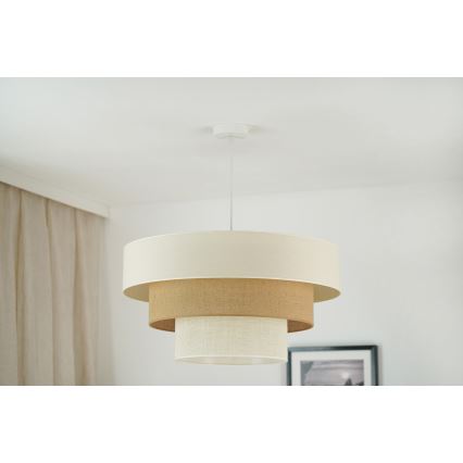 Brilagi - Hanglamp aan een koord DENVER LUNETA 1xE27/15W/230V diameter 60 cm beige/bruin/crème