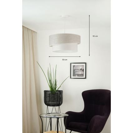 Brilagi - Hanglamp aan een koord DOVER SHINE 1xE27/15W/230V diameter 50 cm grijs/crème