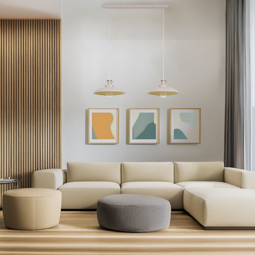 Brilagi - Hanglamp aan een koord FLAMENGO 2xE27/60W/230V beige