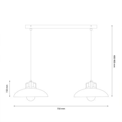 Brilagi - Hanglamp aan een koord FLAMENGO 2xE27/60W/230V beige