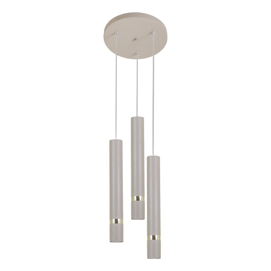 Brilagi - Hanglamp aan een koord POKER 3xGU10/25W/230V beige/goud
