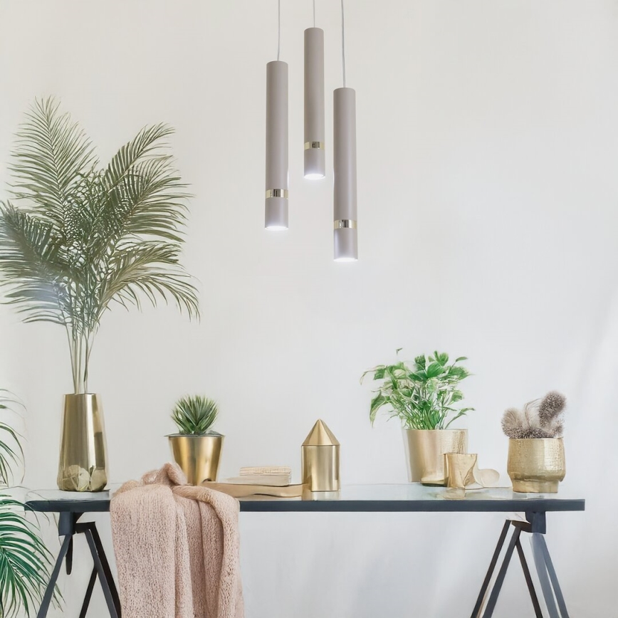 Brilagi - Hanglamp aan een koord POKER 3xGU10/25W/230V beige/goud
