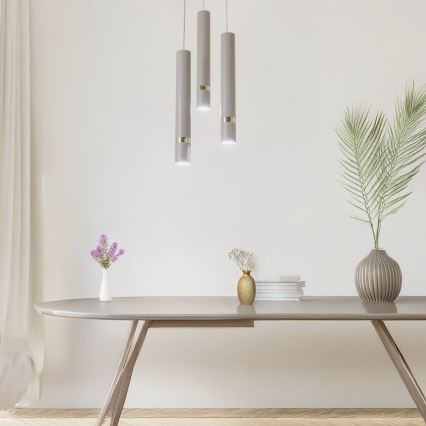 Brilagi - Hanglamp aan een koord POKER 3xGU10/25W/230V beige/goud