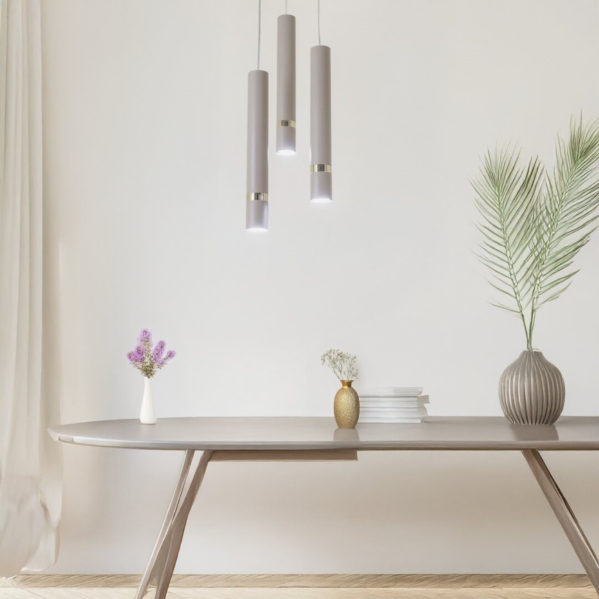 Brilagi - Hanglamp aan een koord POKER 3xGU10/25W/230V beige/goud