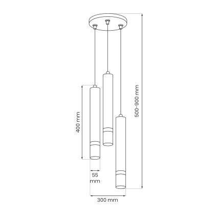 Brilagi - Hanglamp aan een koord POKER 3xGU10/25W/230V beige/goud