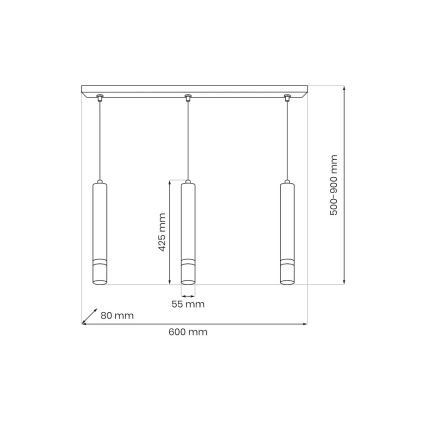 Brilagi - Hanglamp aan een koord POKER 3xGU10/25W/230V beige/goud