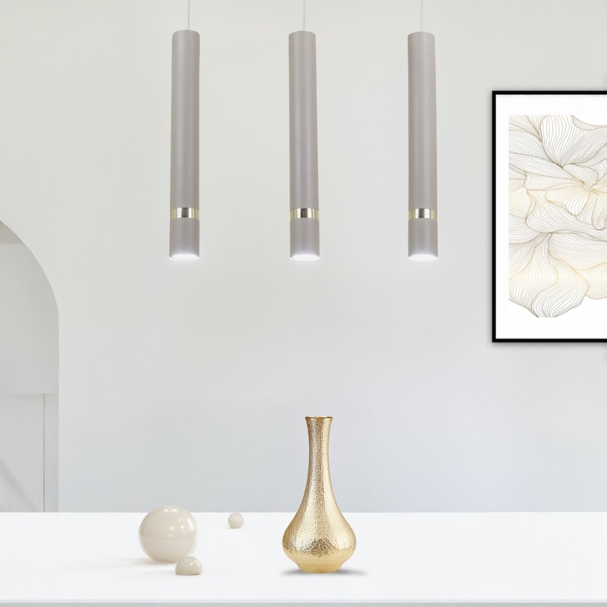 Brilagi - Hanglamp aan een koord POKER 3xGU10/25W/230V beige/goud