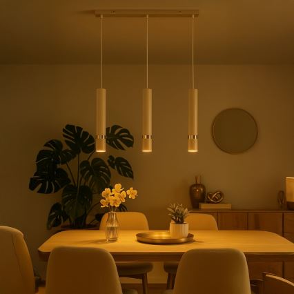 Brilagi - Hanglamp aan een koord POKER 3xGU10/25W/230V beige/goud