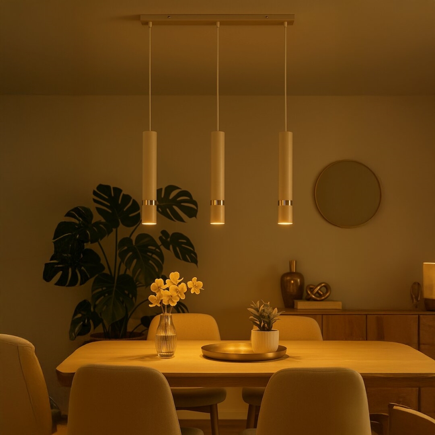 Brilagi - Hanglamp aan een koord POKER 3xGU10/25W/230V beige/goud
