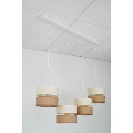 Brilagi - Hanglamp aan een koord ROYAL YUTE 4xE27/15W/230V beige/crème/wit