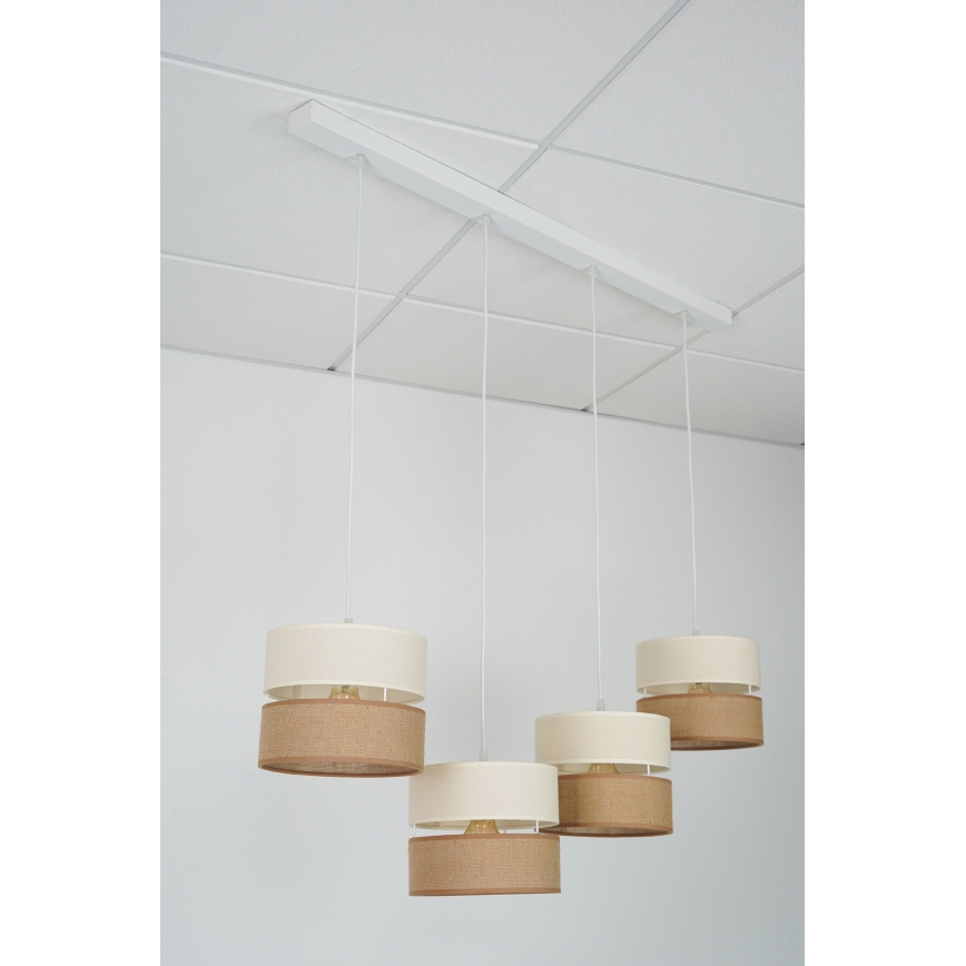 Brilagi - Hanglamp aan een koord ROYAL YUTE 4xE27/15W/230V beige/crème/wit