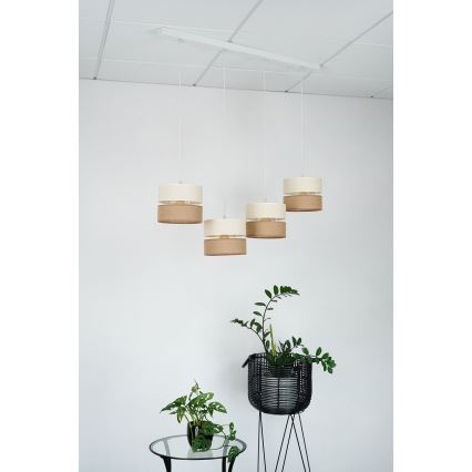 Brilagi - Hanglamp aan een koord ROYAL YUTE 4xE27/15W/230V beige/crème/wit