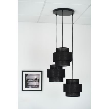 Brilagi - Hanglamp aan een koord SPACE YUTE 3xE27/15W/230V zwart