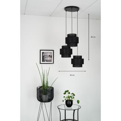 Brilagi - Hanglamp aan een koord SPACE YUTE 3xE27/15W/230V zwart