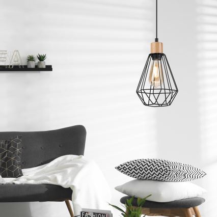Brilagi - Hanglamp aan een koord WOODY BASKET 1xE27/60W/230V eiken