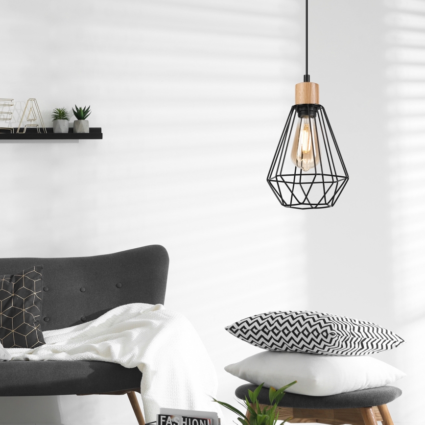 Brilagi - Hanglamp aan een koord WOODY BASKET 1xE27/60W/230V eiken
