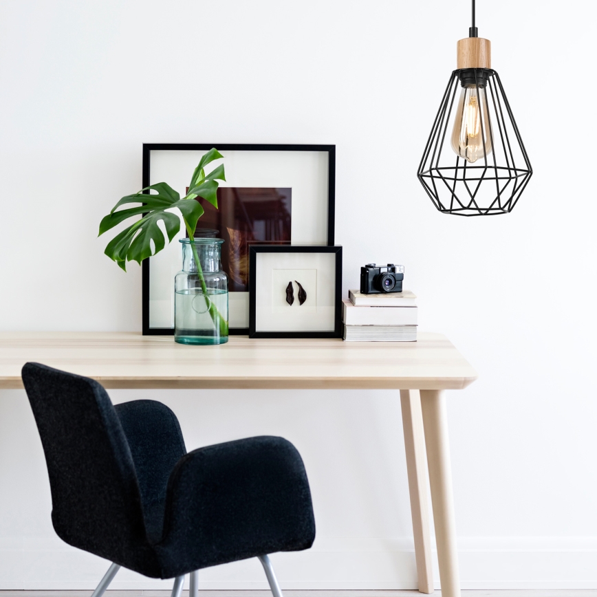 Brilagi - Hanglamp aan een koord WOODY BASKET 1xE27/60W/230V eiken