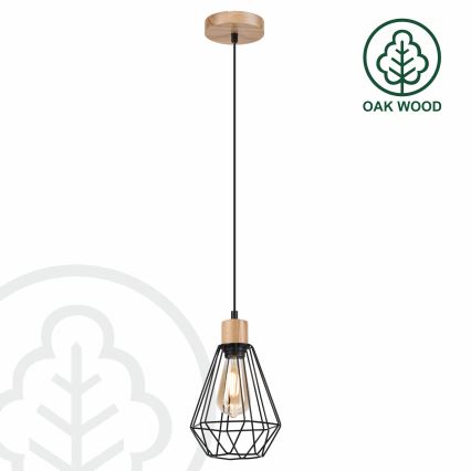 Brilagi - Hanglamp aan een koord WOODY BASKET 1xE27/60W/230V eiken