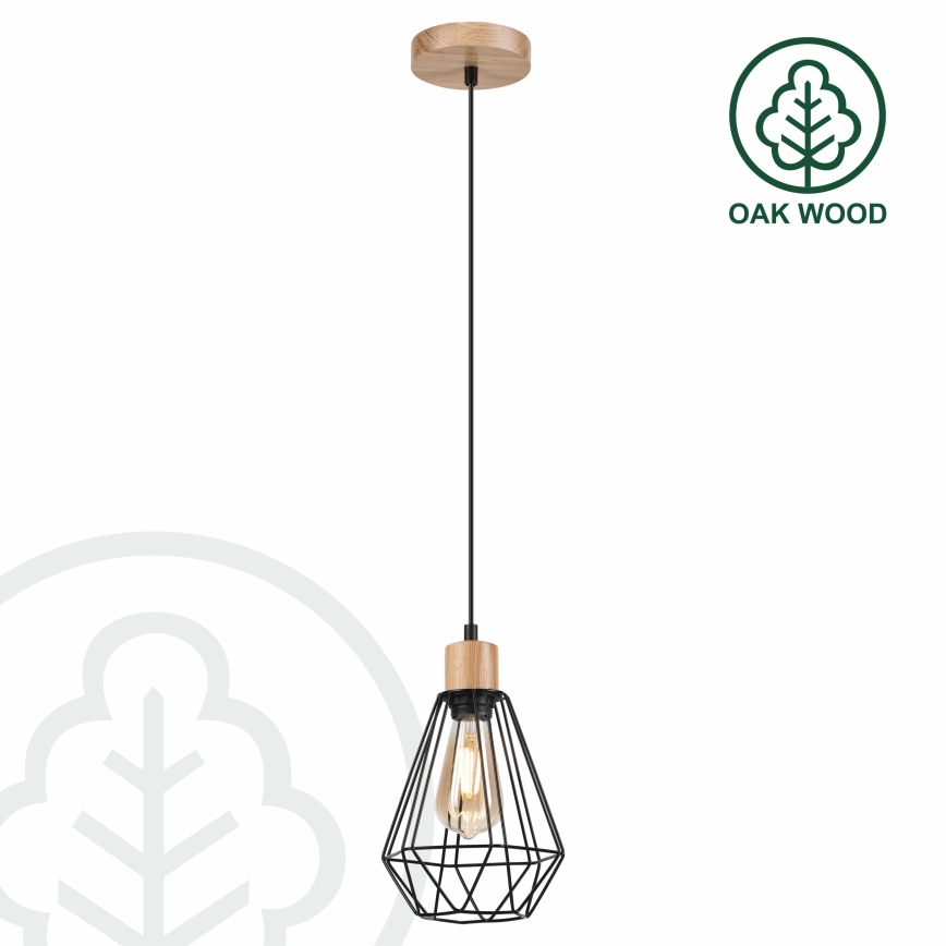 Brilagi - Hanglamp aan een koord WOODY BASKET 1xE27/60W/230V eiken