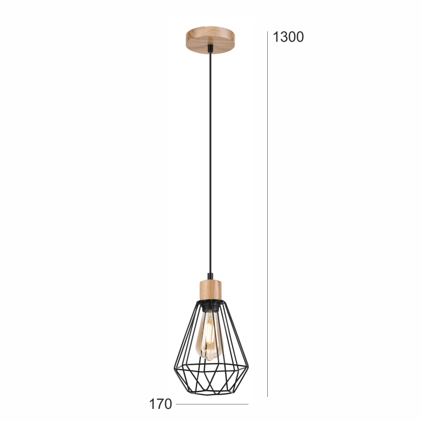 Brilagi - Hanglamp aan een koord WOODY BASKET 1xE27/60W/230V eiken