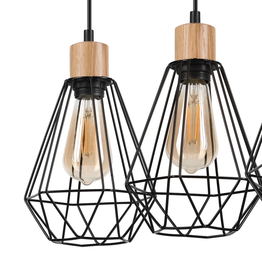 Brilagi - Hanglamp aan een koord WOODY BASKET 3xE27/60W/230V eiken
