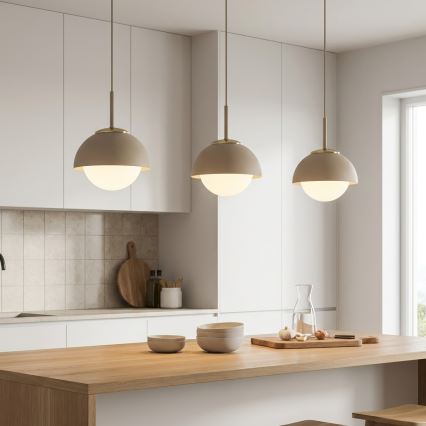 Brilagi - Hanglamp aan kabel 1xE27/60W/230V Ø 18 cm beige/goud