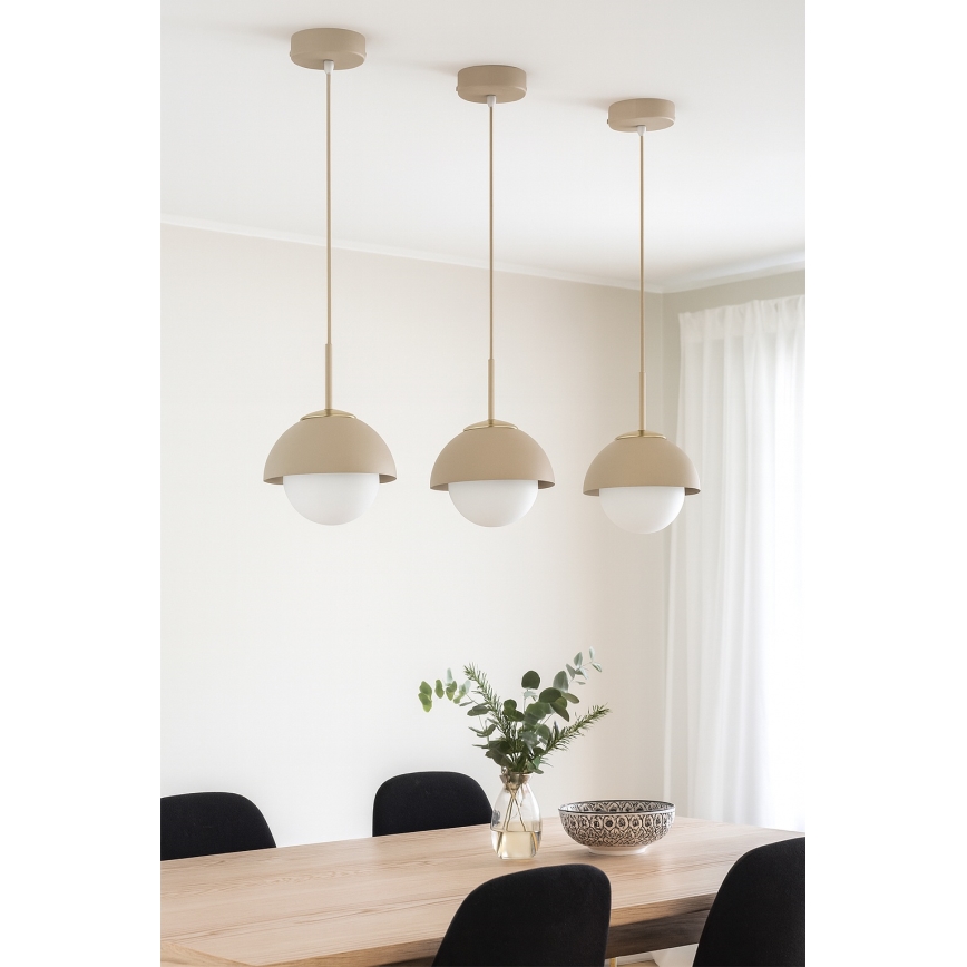 Brilagi - Hanglamp aan kabel 1xE27/60W/230V Ø 18 cm beige/goud