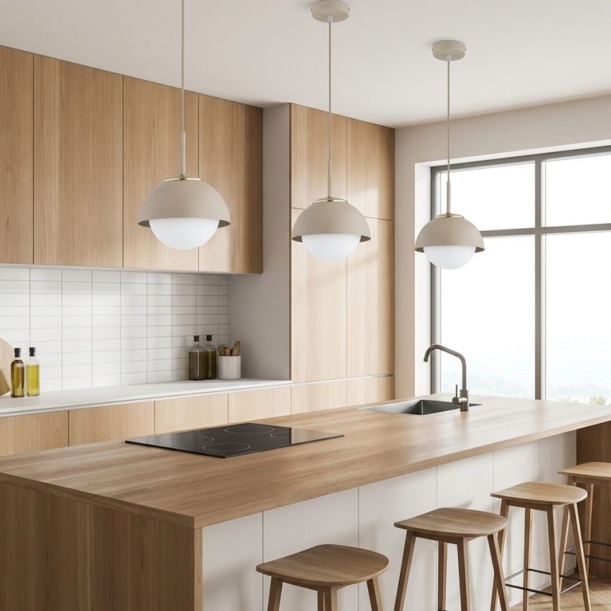 Brilagi - Hanglamp aan kabel 1xE27/60W/230V Ø 18 cm beige/goud