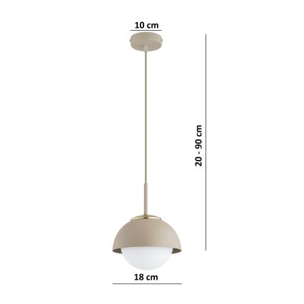Brilagi - Hanglamp aan kabel 1xE27/60W/230V Ø 18 cm beige/goud
