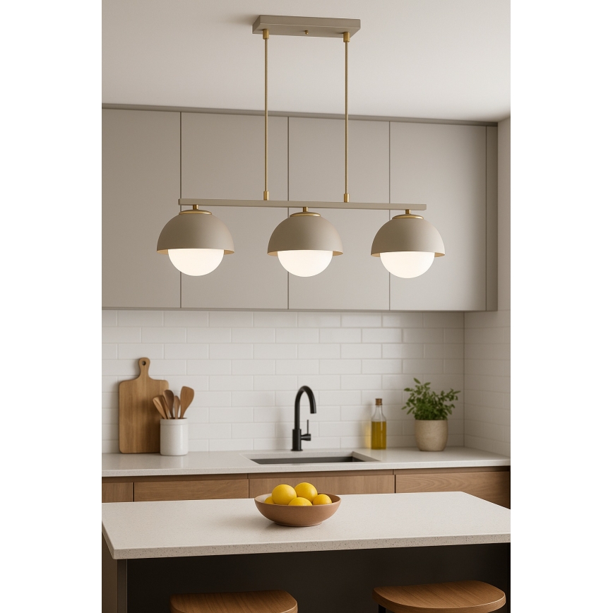 Brilagi - Hanglamp aan kabel 3xE27/60W/230V beige/goud