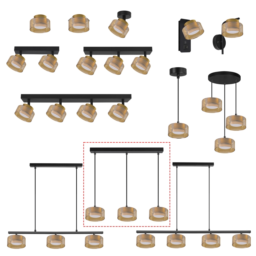 Brilagi - Hanglamp aan kabel AURA LUX 3xGX53/30W/230V zwart/goud