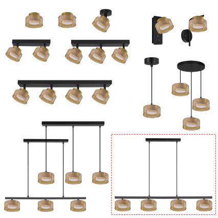Brilagi - Hanglamp aan kabel AURA LUX 4xGX53/30W/230V zwart/goud