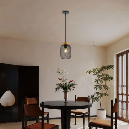 Brilagi - Hanglamp aan kabel BASKLITE 1xE27/15W/230V hout/zwart