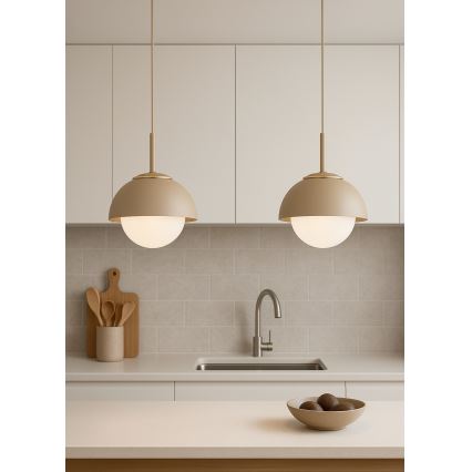 Brilagi - Hanglamp aan kabel COSMO 1xE27/60W/230V Ø 18 cm beige/goud