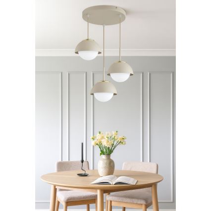 Brilagi - Hanglamp aan kabel COSMO 3xE27/60W/230V beige/goud