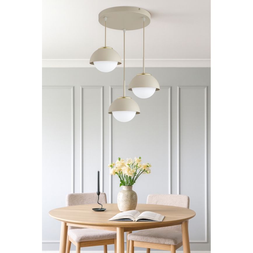 Brilagi - Hanglamp aan kabel COSMO 3xE27/60W/230V beige/goud