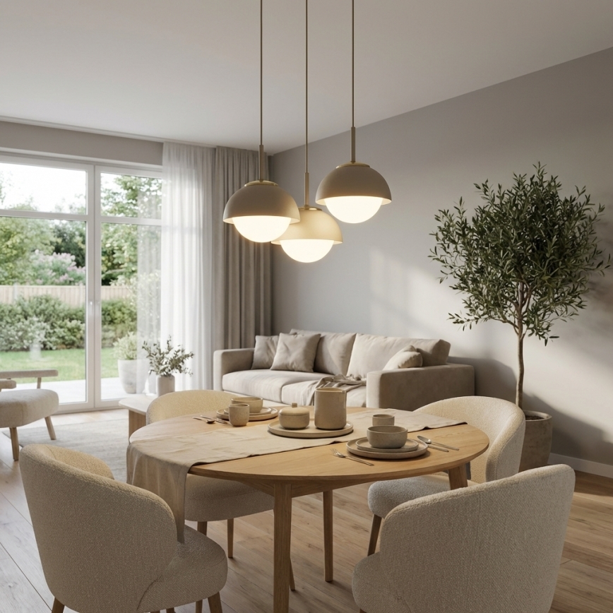 Brilagi - Hanglamp aan kabel COSMO 3xE27/60W/230V beige/goud