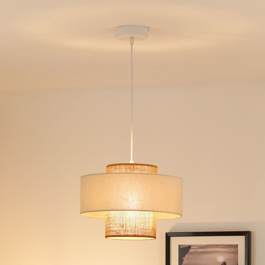 Brilagi - Hanglamp aan kabel DALLAS 1xE27/15W/230V Ø 30 cm bruin/crème/wit