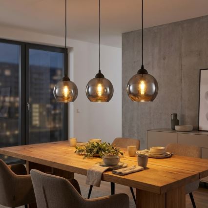 Brilagi - Hanglamp aan kabel DIOR 1xE27/60W/230V zwart/rookgrijs