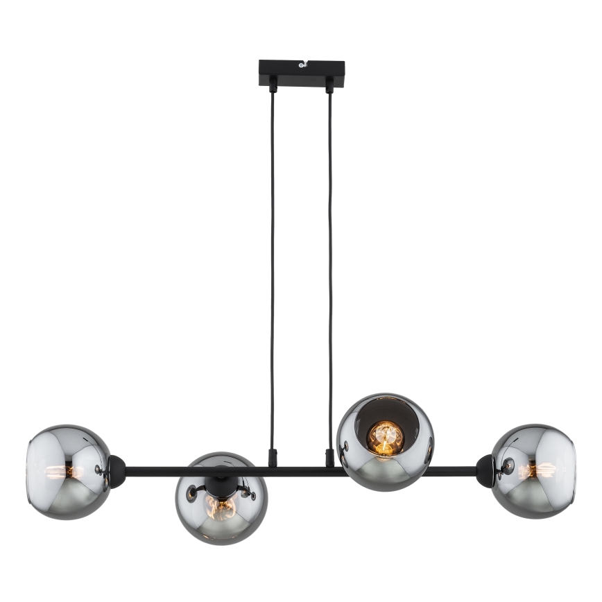 Brilagi - Hanglamp aan kabel DIOR 4xE27/60W/230V zwart/rookgrijs
