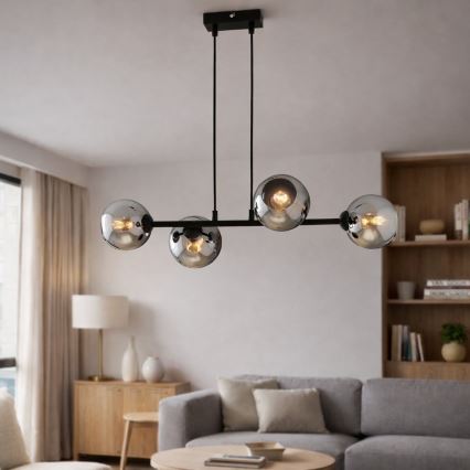 Brilagi - Hanglamp aan kabel DIOR 4xE27/60W/230V zwart/rookgrijs