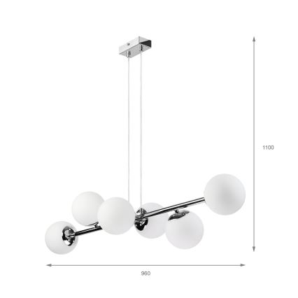 Brilagi - Hanglamp aan kabel MALONY 6xE14/20W/230V glanzend chroom