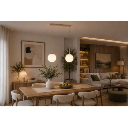 Brilagi - Hanglamp aan kabel MILO 2xE27/60W/230V beige/goud
