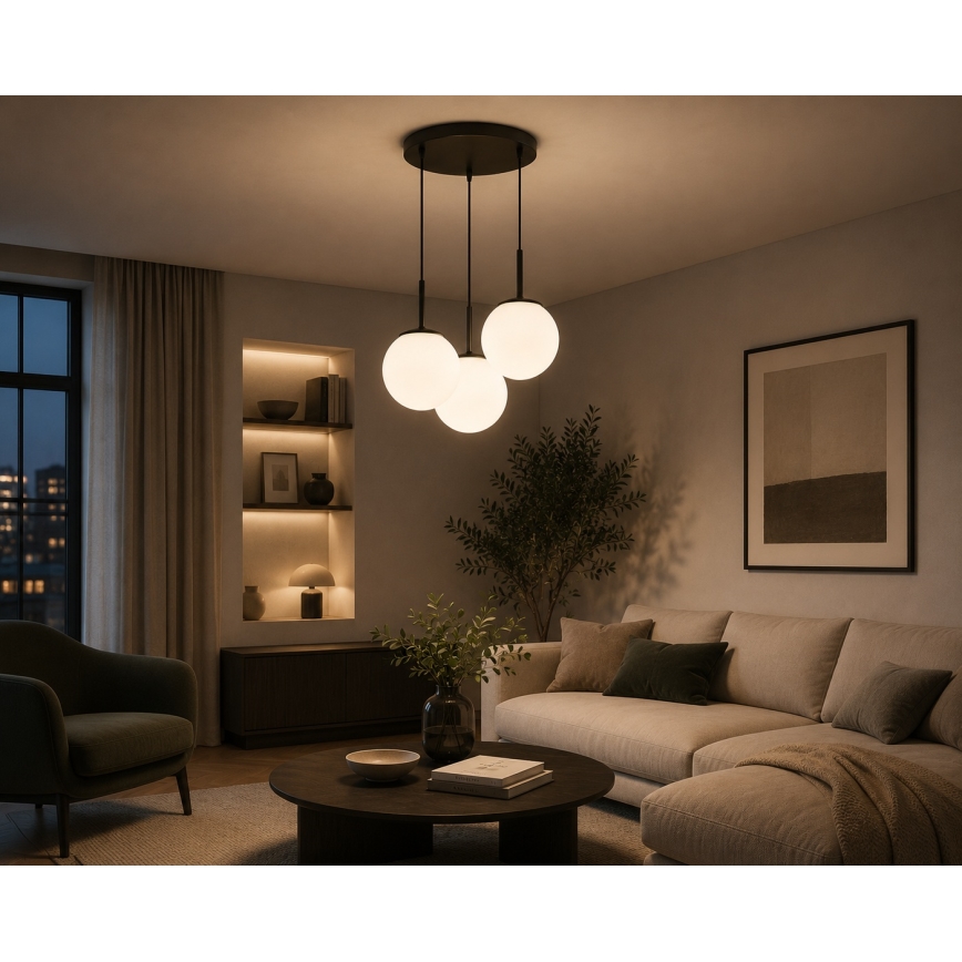 Brilagi - Hanglamp aan kabel MILO 3xE27/60W/230V zwart